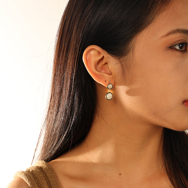 FE2728 925 Sterling Silver Round Disc CZ Drop Earrings