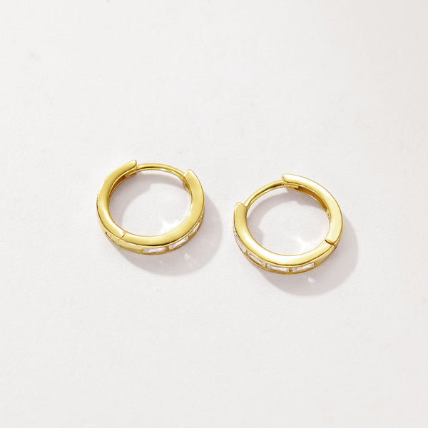 FE2936 925 Sterling Silver Simple CZ Hoop Earring