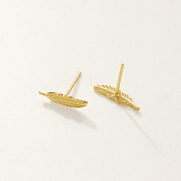 FE2771 925 Sterling Silver Feather Mini Stud Earring
