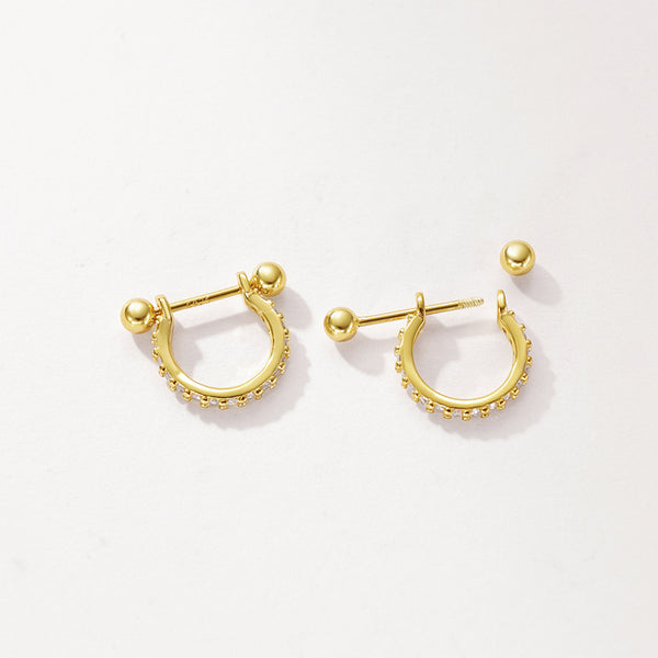 FE2923 925 Sterling Silver Stacked Pierced Stud Earrings