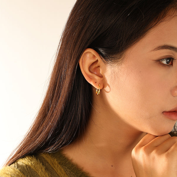 FE3127 Gold Plated Twist Hoop Earring