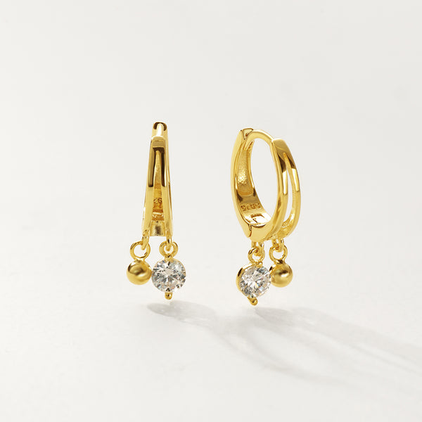 FE2766 925 Sterling Silver Cubic Zirconia Dangle Hoop Earrings