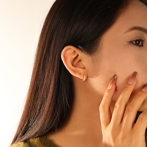 FE3099 Stacked Zirconia Hoop Earring