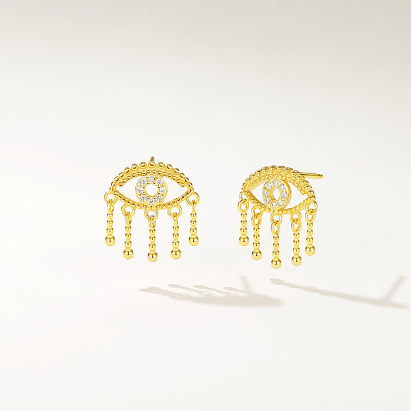 FE2718 925 Sterling Silver Full CZ Evil Eye Stud Earrings