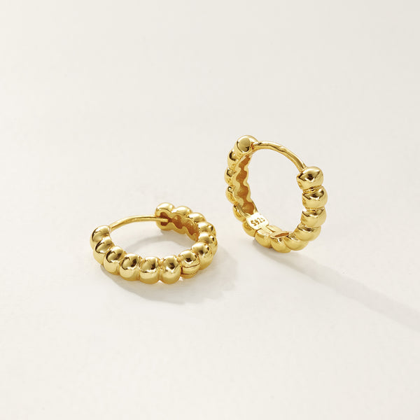 FE2824 925 Sterling Silver Bead Hoop Earrings