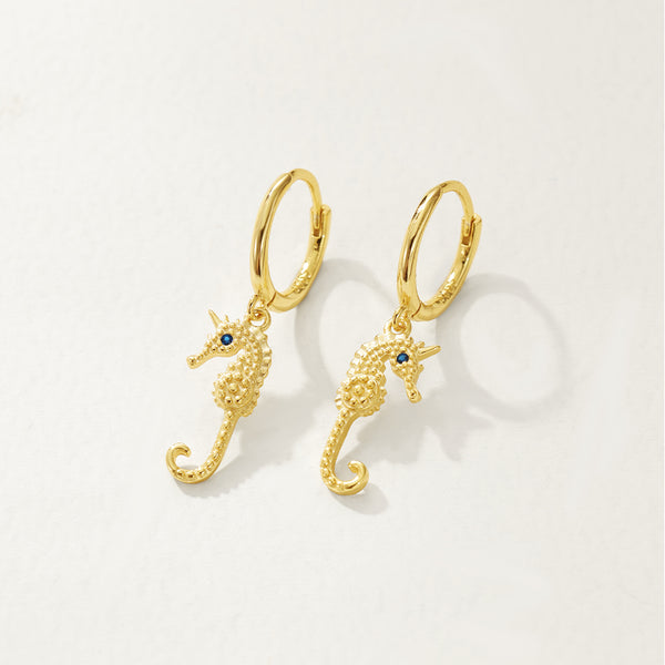 FE2817 925 Sterling Silver Seahorse Dangle Earrings