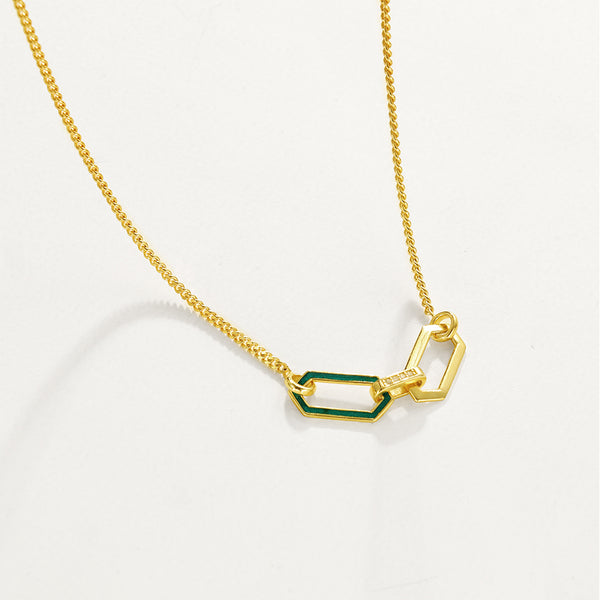 FX1184 925 Sterling Silver Double Buckle Necklace