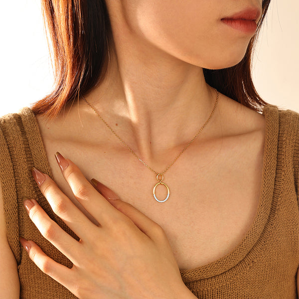 VFX0036 Double Plated Circle Pendant Necklace