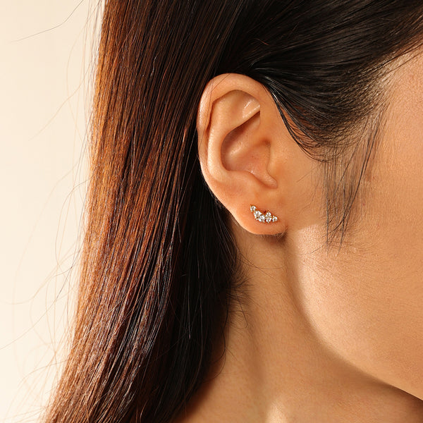 FE2883 925 Sterling Silver Pave Crystal Stud Earrings