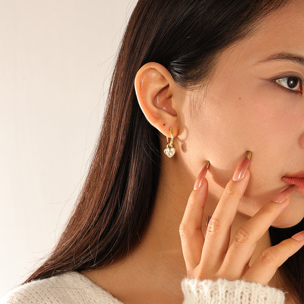 VFD0126 I Love You CZ Heart Charm Pendant For Earrings Making