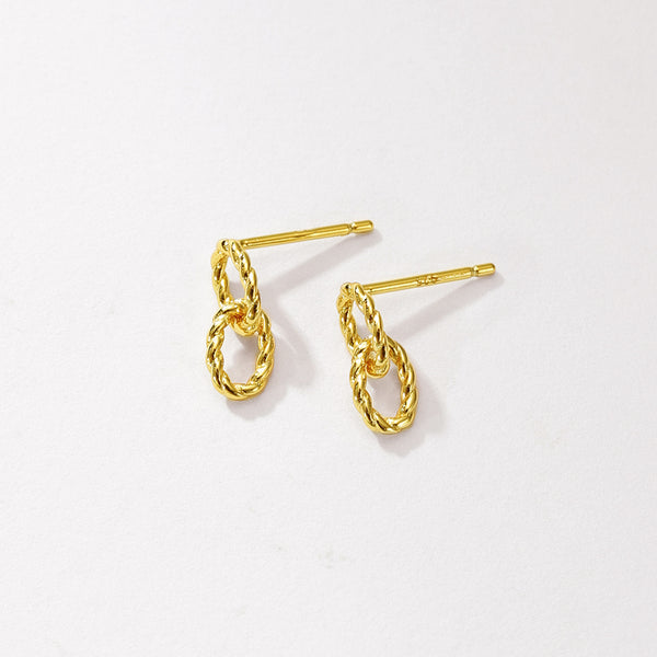 FE2958 925 Sterling Silver Braided Double Hoop Dangle Earring