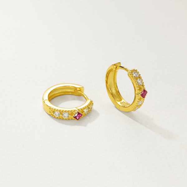 FE2907 925 Sterling Silver Pave Zirconia Hoop Huggie Earrings