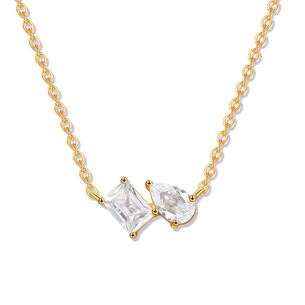VFX0065 Pear Cut & Rectangle Cut Zirconia Pendant Necklace
