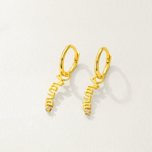FE2859 925 Sterling Silver Alphabet MAMA Dangle Earrings