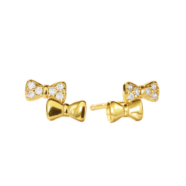 FE3509 Double Bow Mini Stud Earrings