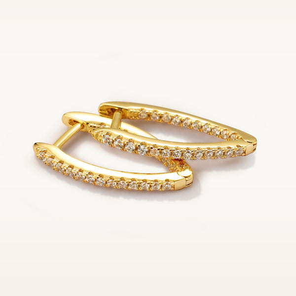 FE2095 925 Sterling Silver Oval Cubic Zirconia Hoop Earrings