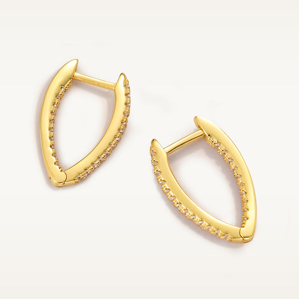 FE2095 925 Sterling Silver Oval Cubic Zirconia Hoop Earrings