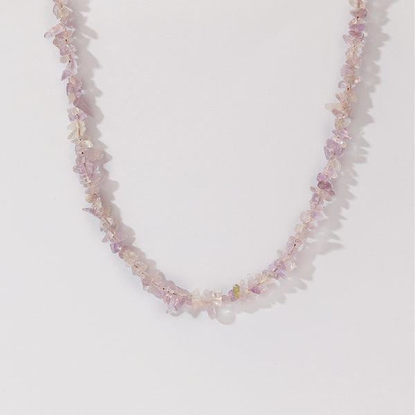 PN0174 925 Sterling Silver Light Amethyst Chip Necklace