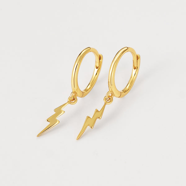FE2209 925 Sterling Silver High Polished Lightning Dangle Earrings