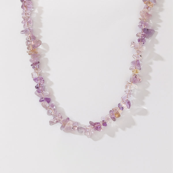 PN0172 925 Sterling Silver Amethyst Chip Necklace