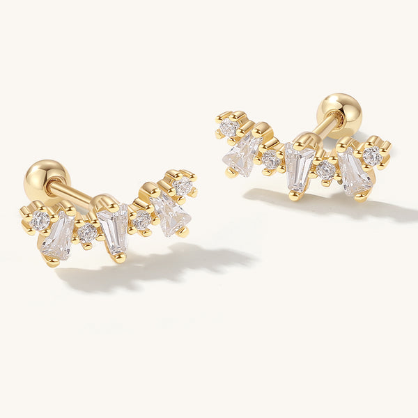 FE2057 925 Sterling Silver CZ Barbell Stus Earrings