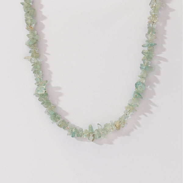 PN0170 925 Sterling Silver Gemstome Green Chip Necklace