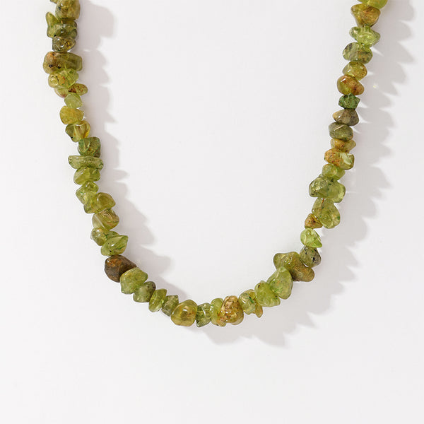 PN0157 925 Sterling Silver Green Gemstone Necklace