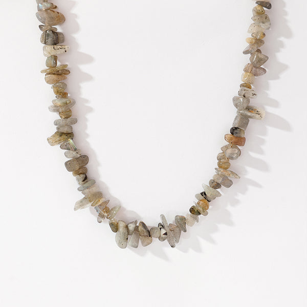 PN0167 925 Sterling Silver Labradorite Chip Necklace