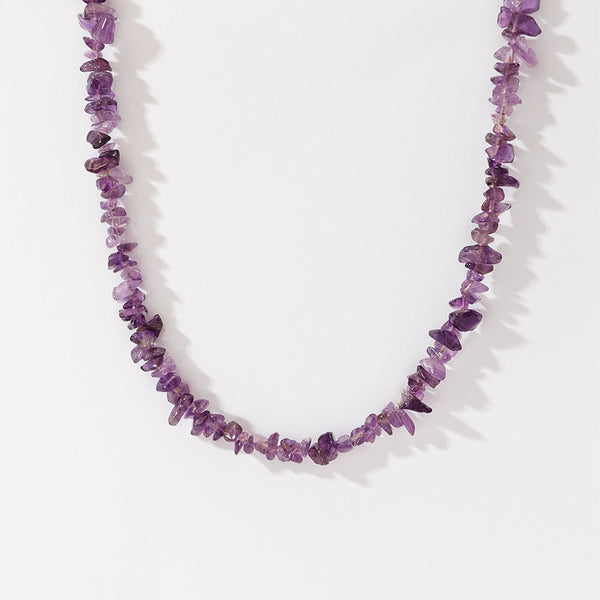 PN0169 925 Sterling Silver Amethyst Chip Necklace