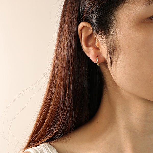 FE2172 925 Sterling Silver Marquise CZ Hoop Earrings