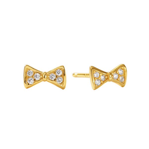 FE3493 Mini Bow Stud Earrings With CZ