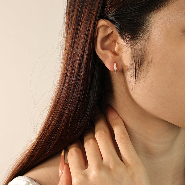 FE2157 925 Sterling Silver Luxury Marquise Zircon Hoop Earrings