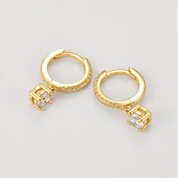 FE2166 925 Sterling Silver Round Cut Cubic Zirconia Drop Earrings