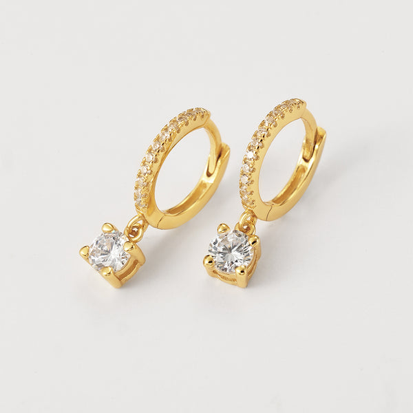 FE2166 925 Sterling Silver Round Cut Cubic Zirconia Drop Earrings