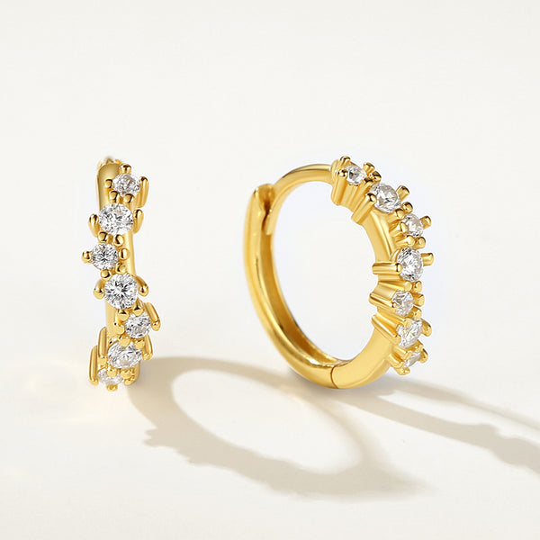 FE2094 925 Sterling Silver Stacked Cubic Zirconia Hoop Earrings