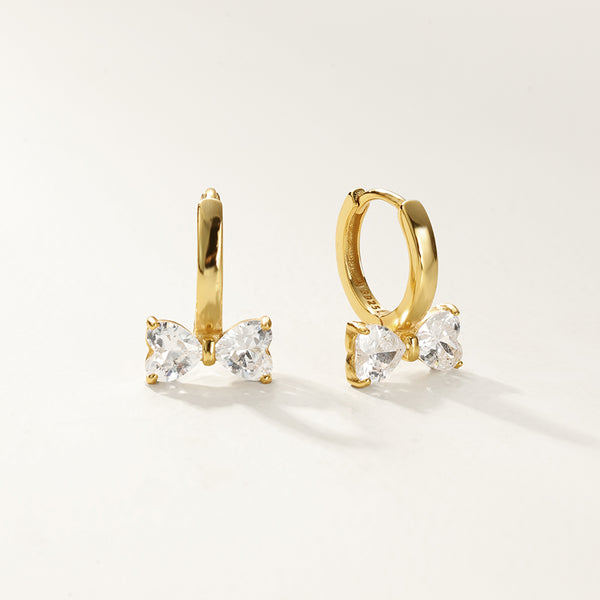 FE2769 925 Sterling Silver Cubic Zirconia Butterfly Bow Hoop Earring