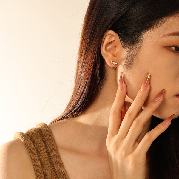 FE2882 925 Sterling Silver Crystal Climber Stud Earrings