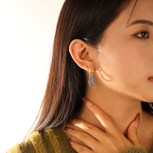 FE3191 Asymmetric Enamel Stud Earring