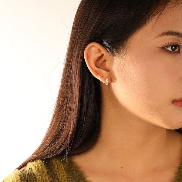 FE3117 Triple Heart Zirconia Hoop Earring