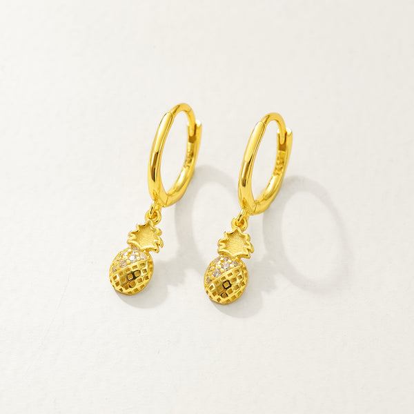 FE2731 925 Sterling Silver Cubic Zirconia Pineapple Dangle Earrings