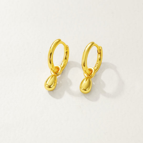 FE2898 925 Sterling Silver Bead Drop Hoop Earrings