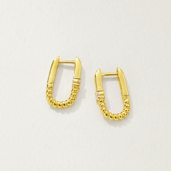 FE2861 925 Sterling Silver Zircon Twist Hoop Earring