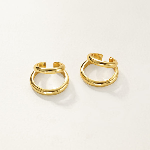 FE2792 925 Sterling Silver Double Circle Ear Cuff