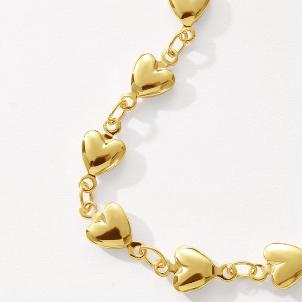 Puff Heart Link Chain Necklace