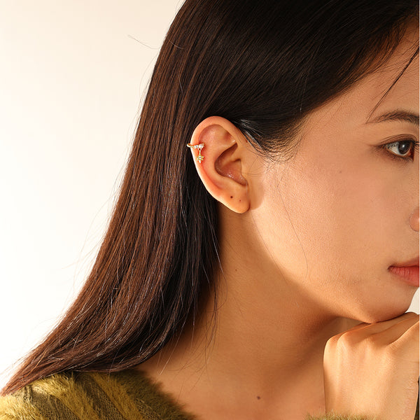 FE3178 Satrburst CZ Shell Pearl Ear Cuff