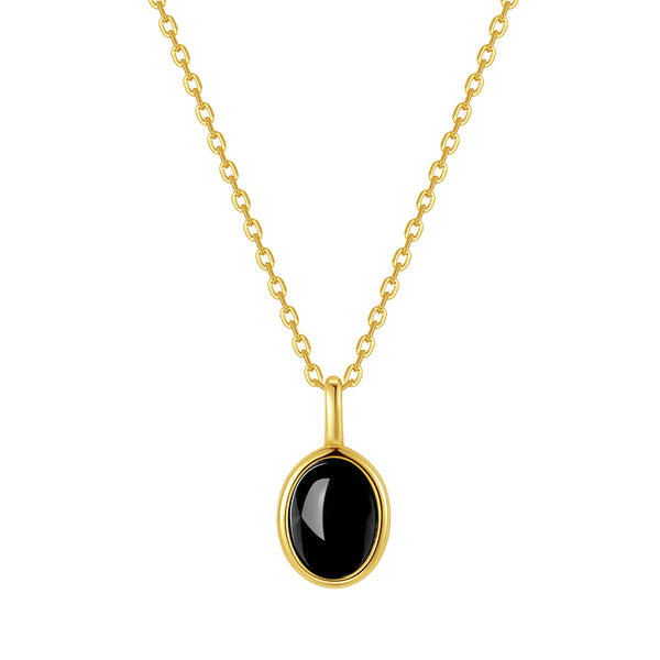 VFX0720 Oval Natural Stone Pendant Necklaces