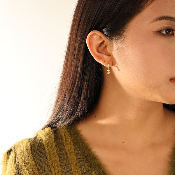 FE3176 CZ Anchor Dangle Hoop Earring