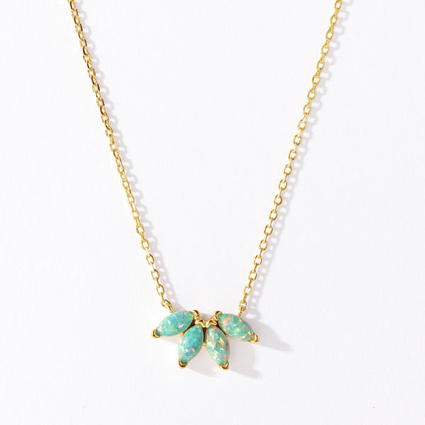 VFX0282 Quartet Pear Marquise Opal Pendant Necklaces