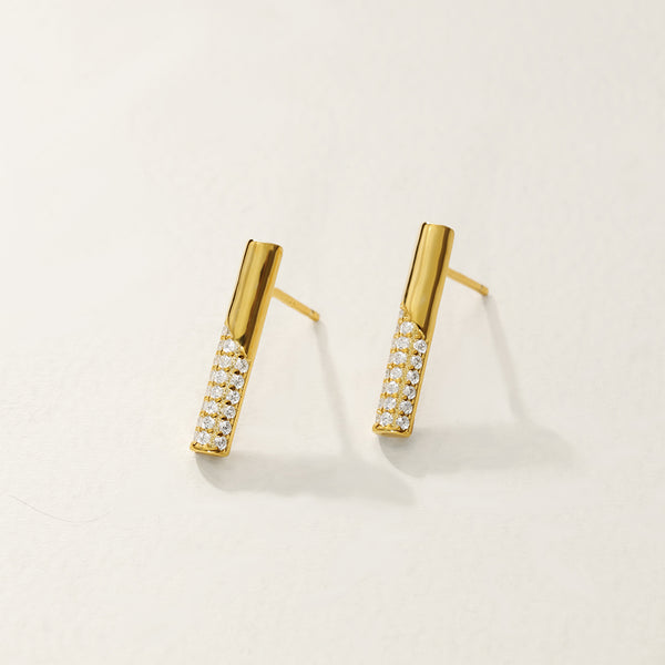 FE2849 925 Sterling Silver Cubic Zirconia Bar Stud Earring