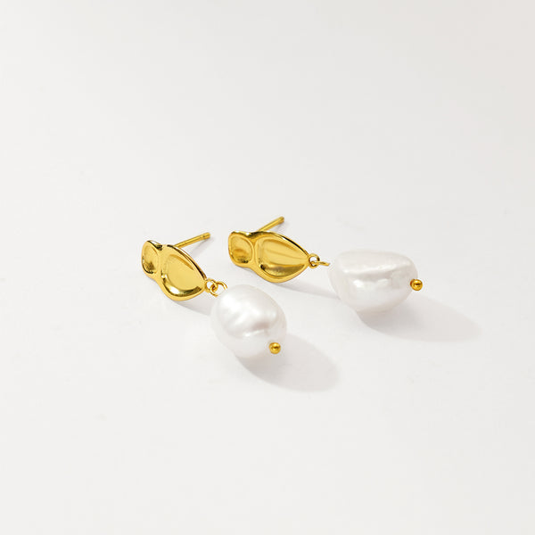 FE2710 925 Sterling Silver Pearl Stud Dangle Earring